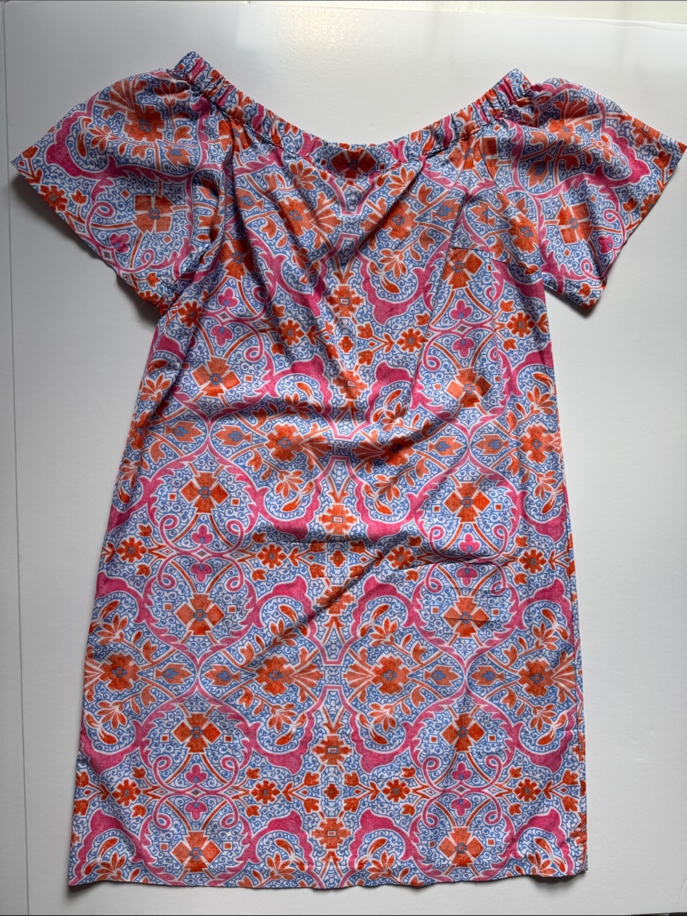 J. McLaughlin Off the Shoulder Dress in Cotton Silk, size M, art nouveau floral